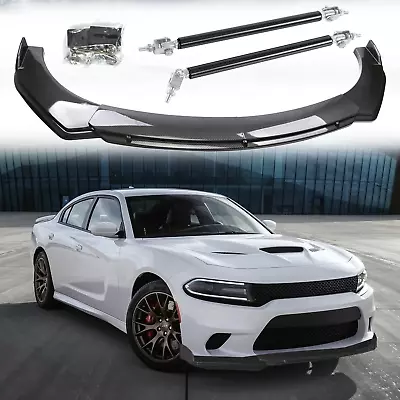 For Dodge Charger Front Bumper Lip Splitter Spoiler Carbon With Strut Rod • $99.99