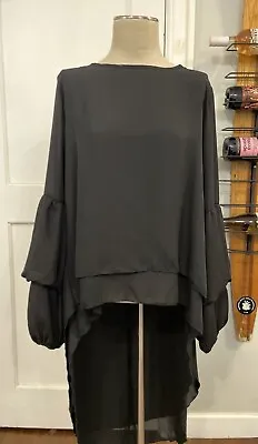 NWT Women's Lantern Long Sleeve High Low Asymmetrical Hem Blouse Tunic Sz Large • $16.99