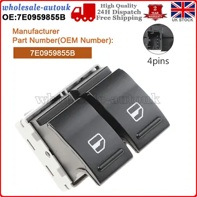 For VW Transporter T5 2.0 Front Drivers Right Electric Window Switch 7E0959855B • £9.99
