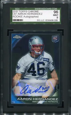 2010 Topps Chrome #c87 Aaron Hernandez Rookie Auto Sgc 96 9 (99008) • $199.99