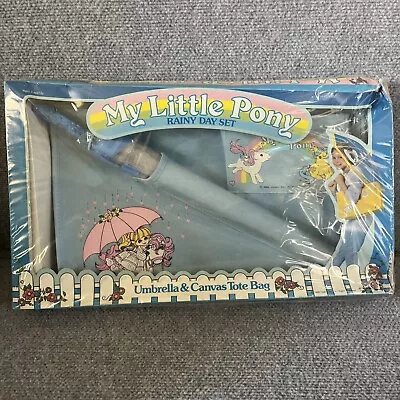 Hasbro My Little Pony HTF Rainy Day Set Vtg 1986 Umbrella & Canvas Tote Bag MLP • $31