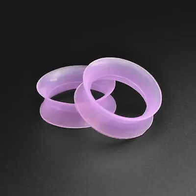 £2.99 • Buy Silicone Flesh Ear Tunnel Gauge | Ultra Thin Purple Silicone Double Flare Tunnel