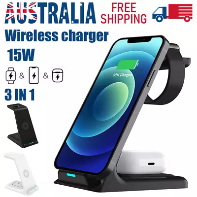 3 In 1 Wireless Charger Dock Charging Station For Apple Watch IPhone 13 12 11 XS • $29.70