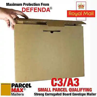 A3 C3 SMALL PARCEL SIZE STRONG FLUTED CARDBOARD BOX ENVELOPES PARCELMAX Mailers  • £6.99
