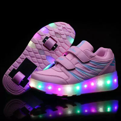 Girls Boy LED Roller Shoes Fashion Wheels Skate Sneakers Kids Glow In Dark Shoes • $49.77