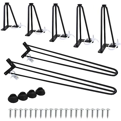 £15.99 • Buy 4 X Hairpin Legs Base Support Set For Furniture Bench Chair Table Metal Steel