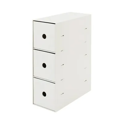 MUJI PP 3-Drawers Storage White Gray W11 X D24.5 X H32 Cm Polypropylene Solid • $37