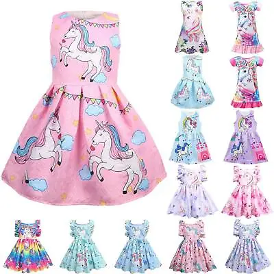 $16.99 • Buy Kids Girls Unicorn Princess Dresses Birthday Costume Fancy Party Clothes Outfit