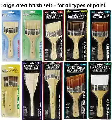 Sets Of 3 Artist Paint Brushes 1  2  3  Wash Varnish Large Area Mural Soft Stiff • £4.95