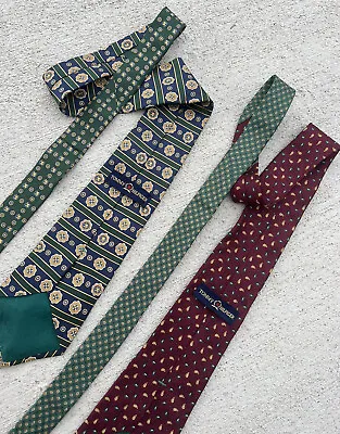Vintage Tommy Hilfiger Tie Lot Green Red Blue Gold Pattern Silk • $29.99