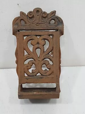 Vintage Antique Cast Iron MATCHBOX Match Box HOLDER Wall Mounted Bank Dispenser • $22.46