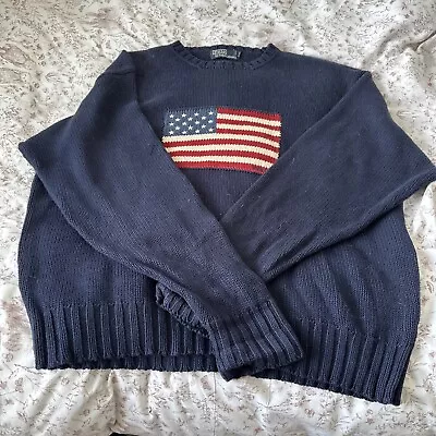 Excellent Condition USA Flag Polo Ralph Lauren Mens Jumper Xxl • £85