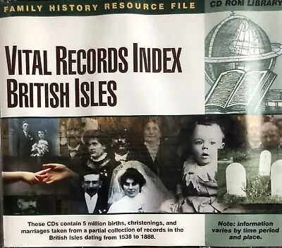 Vital Records Index British Isles - 6 Discs CDs PC CD-ROM Family Tree Software • £8.99