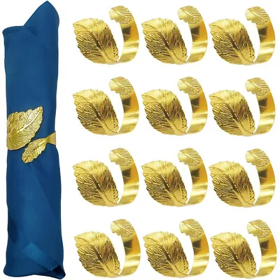 Table Decoration Napkin Ring Serviettes Holder Buckle Gold Leaf Design Wedding • £6.83