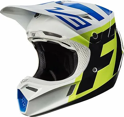 Fox Racing Creo Adult V3 Motocross Motorcycle Helmet - White/Yellow / Medium • $269.97