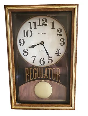 Vintage Verichron  Regulator   Quartz Wall Clock | Gold Trimmed Wood • $34.99