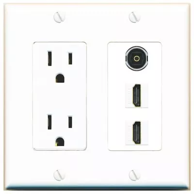 3 Port Power Outlet Cover Plug Jack UL 2 Gang 2 HDMI TOSLINK Wall Plate • $19.94