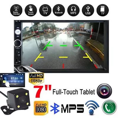 7in 2 DIN Bluetooth Car Stereo FM Radio Multimedia MP5 Player & Rear View Camera • $50.99