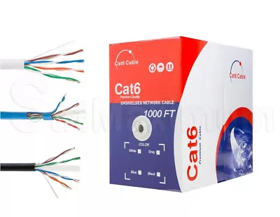 CAT6 Plenum UTP 1000FT CMP 23 AWG Cable 550MHz Solid Networking Wire Bulk LOT • $119.95