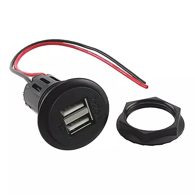 Car Double USB 5V 2 X 2.5A Mounting Socket 12-24V Universal Charger Dual Port • £13.26