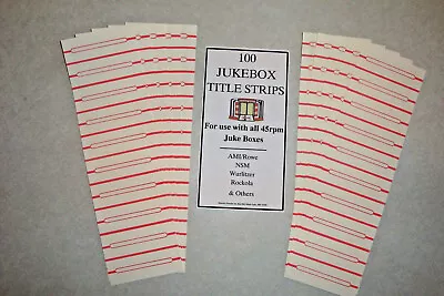 Jukebox Blank Title Strips Jukebox Labels 45rpm 100 Strips $4.99 Shipping! • $9.95