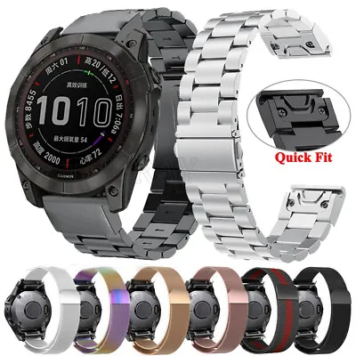 Stainless Steel Strap Band Quick Fit For Garmin Fenix 7 7X Pro 6 6x 5 5X 965 955 • $13.99