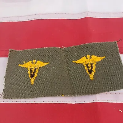 MILITARY Insignia NOS Collar Rank Sew On Vietnam Veterinarian Lot Of 2 Patches • $7.10