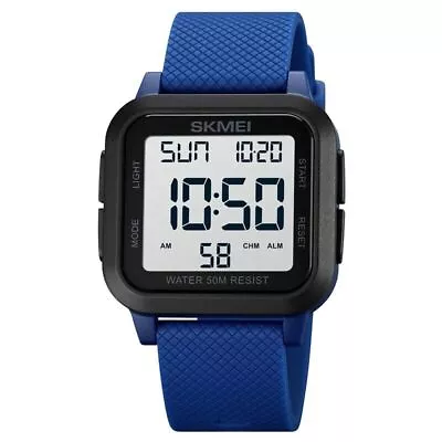 Casual Rubber Digital Stop Watch LED Light Alarm Week Men's Boy's Wrist Watches • $16.99