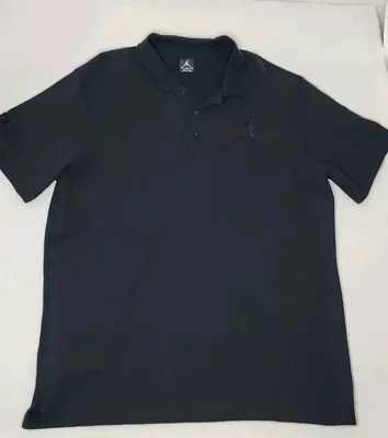 Air Jordan Polo Black Embroidered Jumpman Logo Shirt Mens XL Short Sleeve Cotton • $48