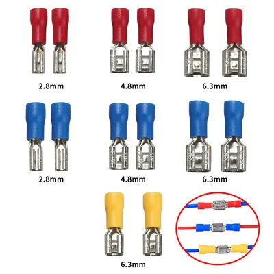100/50pcs Female&Male Spade Insulated Connector Crimp Electrical Wire Terminal • $7.99