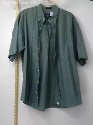 Burberry Mens Green Blue Gingham Cotton Short Sleeve Button-Up Shirt Size XL • $9.99