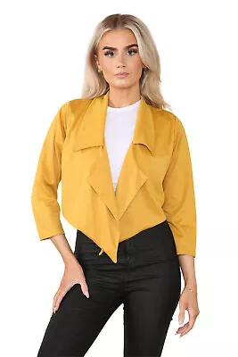 Ladies Cropped Style Waterfall Blazer Jacket Woman Coat Top  Plus Size Uk 8-26 • £8.73