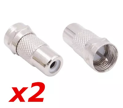 2 Pack - RCA Female Jack To F-Type Male Plug Coax Adapter Radio Connector RG59/6 • $5.99