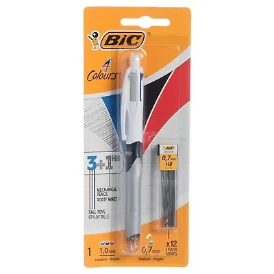BiC 4 Colours Retractable Ballpoint Pen & Mechanical Pencil With 12 HB Leads • £4.99