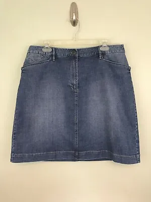 Talbots Denim Skirt Size 16 Petites Blue Jeans Stretch Cotton Knee Length A-Line • $24.99