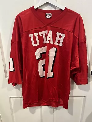 Vintage Utah Utes University Red Spellout Football Jersey Large #21 • $19.99