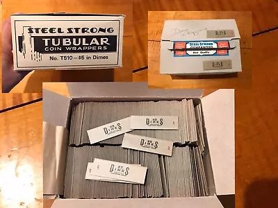 Vintage NOS Box Of STEEL STRONG T510 Coin Wrappers Roll Dime 10 Cent Tubular • $119.99