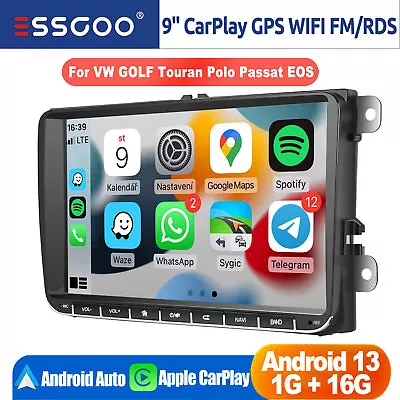 9  For VW Volkswagen Jetta Passat Android 13 Car Stereo Radio Carplay GPS WIFI • $94.45