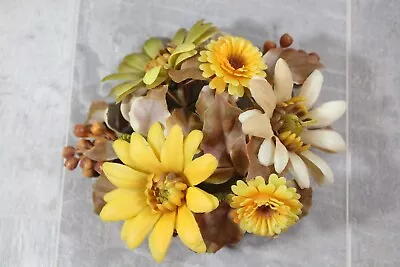 NoS Vintage Plastic Flower Candle Ring Yellow/Brown • $15.50