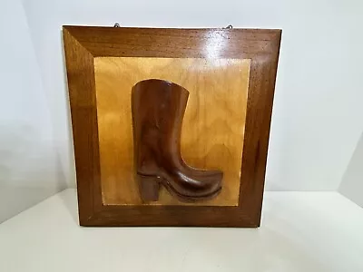 Vintage Wooden Cowboy Boot Wall Plaque. 11.5 X 11 Inches. Unique • $13.95