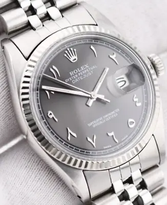 Rolex Datejust 1601 Grey Arabic Numeral Dial 36mm Watch Steel / 18K Gold • $5250
