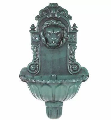 GardenKraf Antique Green Lion Head Water Feature Wall Mounted Bird Bath Fountain • £49.99