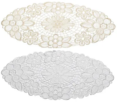 Pack Of 6 Floral Lace Oval Doilies Traditional Doyleys Vintage Home Table Mat • £6.89