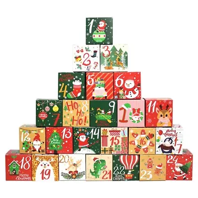 Christmas Advent Calendar Boxes 24Pcs Tree Santa Sealing • $21.63