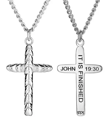 Men's Welder Bead Cross Necklace - John 19:30 • $69.99