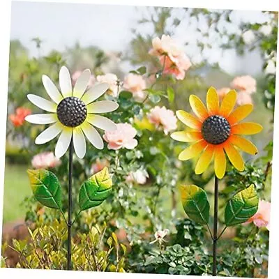 2Pack Garden Wind SpinnersMetal Wind Sculptures Outdoor Yello+White (2Pack) • $41.85