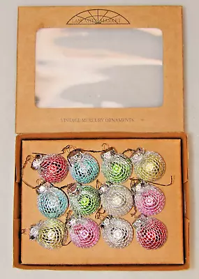 Lot Vintage Blown Glass Feather Tree Mesh Net 25mm BALL Christmas Ornaments • $45