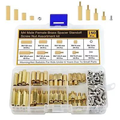 180Pcs M4 Motherboard Standoffs&Screws&Nuts Kit Hex Male-Female Brass Spacer • $18.97