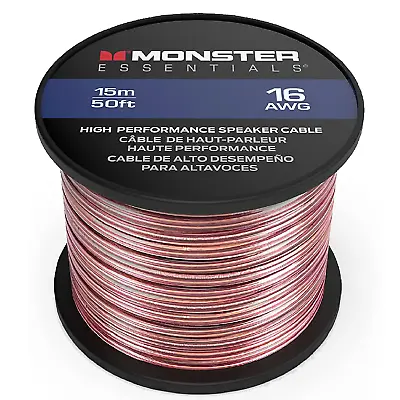 Monster Copper Clad Aluminum CCA Speaker Wire 16 Gauge Cable 50 FT Spool - Ideal • $34.58