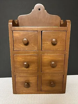 Vintage Wood Spice Apothecary Cabinet Box 6 Drawer Primitive • $82.65